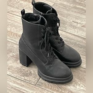 Forever 21 black heeled combat boots